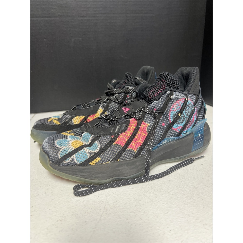Size 8.5- Adidas Mens Dame 7 "Day of the Dead" Basketball Sneaker Shoes